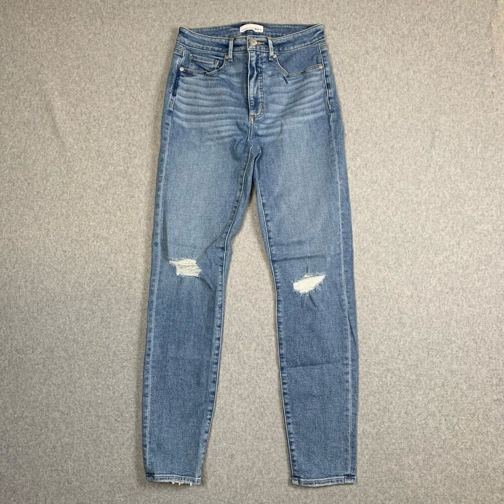 LOFT the curvy skinny womens jeans 26 / 2 light wash distressed